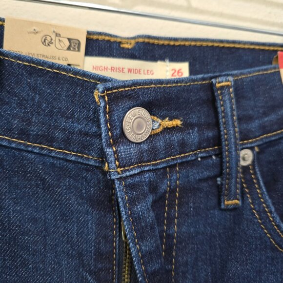NWT Levi's Wide Leg High Rise Jeans Retro Dark Wash Size 26 - Picture 4 of 8